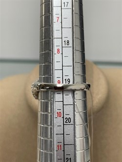 *Кольцо р.19 Сеточки Белый Фианит Микро Вставки арт. FA-R02302-X-W-X-X-W-721 вес 3,46 г - фото 260773