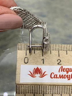 *Серьги Сеточки Белый Фианит Микро Вставки арт. FA-E03214-X-W-X-X-W-696 вес 6,16 г - фото 260779