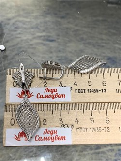 *Серьги Сеточки Белый Фианит Микро Вставки арт. FA-E03214-X-W-X-X-W-696 вес 6,16 г - фото 260780