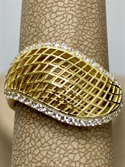 *Кольцо р.18 Сеточки Белый Фианит Микро Вставки арт. FA-R02302-X-L-X-X-W-546 вес 3,37 г - фото 260784