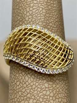 *Кольцо р.18 Сеточки Белый Фианит Микро Вставки арт. FA-R02302-X-L-X-X-W-546 вес 3,37 г - фото 260786