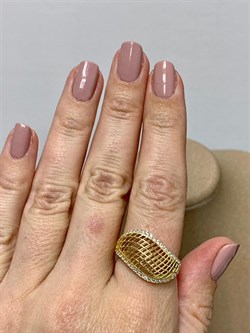 *Кольцо р.18 Сеточки Белый Фианит Микро Вставки арт. FA-R02302-X-L-X-X-W-546 вес 3,37 г - фото 260790