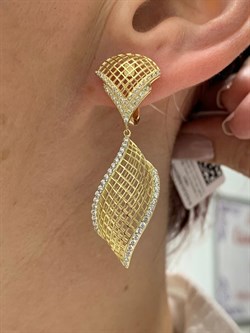 *Серьги Сеточки Белый Фианит арт. FA-E03214-X-L-X-X-W-969 вес 6,9 г - фото 260807 *Серьги Сеточки Белый Фианит арт. FA-E03214-X-L-X-X-W-969 вес 6,9 г - фото 260807