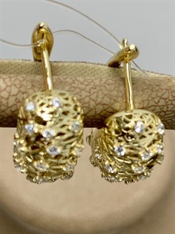 *Серьги Сеточки Белый Фианит Микро Вставки арт. FA-E02318-X-L-X-X-W-646 вес 4,8 г - фото 260833 *Серьги Сеточки Белый Фианит Микро Вставки арт. FA-E02318-X-L-X-X-W-646 вес 4,8 г - фото 260833