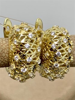 *Серьги Сеточки Белый Фианит Микро Вставки арт. FA-E02318-X-L-X-X-W-646 вес 4,8 г - фото 260834 *Серьги Сеточки Белый Фианит Микро Вставки арт. FA-E02318-X-L-X-X-W-646 вес 4,8 г - фото 260834