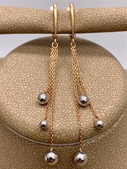 *Серьги Шары цв Красное цв Белое арт. 02-4302-00-000-1111-01-993 вес 2,81 г - фото 261387