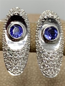 *Серьги Танзанит арт. SM-E00579-X-W-TN-X-W-952 вес 3,9 г - фото 261848