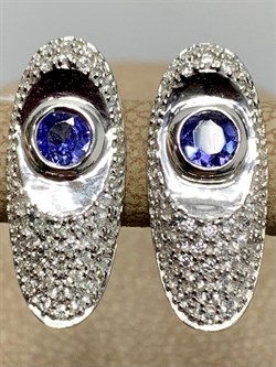 *Серьги Танзанит арт. SM-E00579-X-W-TN-X-W-952 вес 3,9 г - фото 261849