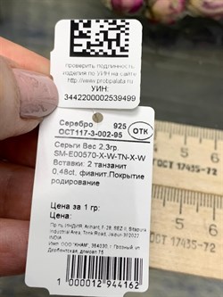 *Серьги Танзанит арт. SM-E00570-X-W-TN-X-W-499 вес 2,3 г - фото 262094