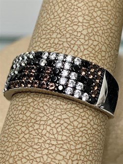 *Кольцо р.20 Коньячный Фианит Микро Вставки арт. SL-R01128-X-WB-X-X-Mix-863 вес 5,36 г - фото 262512