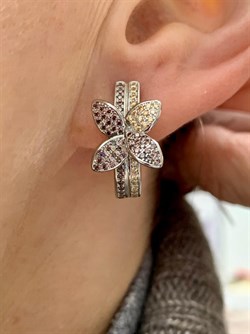 *Серьги Коньячный Фианит Микро Вставки арт. CZ-E01227-X-W-X-X-M3-174 вес 6,3 г - фото 262603