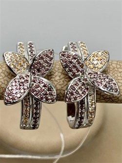 *Серьги Коньячный Фианит Микро Вставки арт. CZ-E01227-X-W-X-X-M3-174 вес 6,3 г - фото 262604