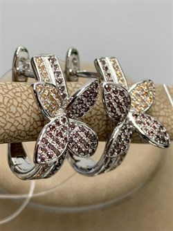 *Серьги Коньячный Фианит Микро Вставки арт. CZ-E01227-X-W-X-X-M3-174 вес 6,3 г - фото 262605