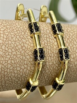 *Серьги Конго Черный Фианит Микро Вставки арт. MP-E01277-X-LB-X-X-B-391 Вес 5,3 г - фото 262701 *Серьги Конго Черный Фианит Микро Вставки арт. MP-E01277-X-LB-X-X-B-391 Вес 5,3 г - фото 262701