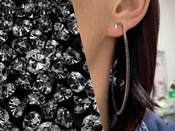 *Серьги Конго Черный Фианит Микро Вставки арт. CZ-E02081-X-WB-X-X-B-694 вес 16,1 г - фото 262789