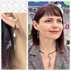 *Серьги Зубчики Черный Фианит арт. CZ-E893-1-X-W-X-X-B-006 вес 5,5 г - фото 262877 *Серьги Зубчики Черный Фианит арт. CZ-E893-1-X-W-X-X-B-006 вес 5,5 г - фото 262877