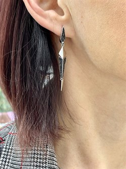 *Серьги Зубчики Черный Фианит арт. CZ-E893-1-X-W-X-X-B-006 вес 5,5 г - фото 262878 *Серьги Зубчики Черный Фианит арт. CZ-E893-1-X-W-X-X-B-006 вес 5,5 г - фото 262878