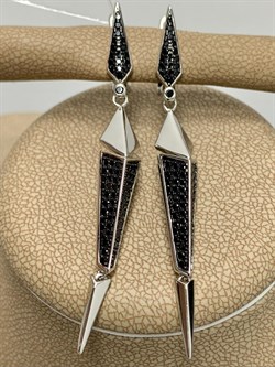 *Серьги Зубчики Черный Фианит арт. CZ-E893-1-X-W-X-X-B-006 вес 5,5 г - фото 262882 *Серьги Зубчики Черный Фианит арт. CZ-E893-1-X-W-X-X-B-006 вес 5,5 г - фото 262882