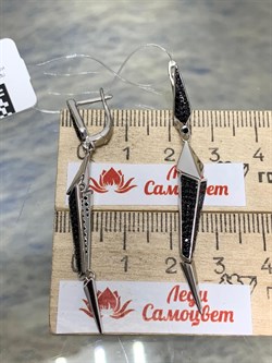 *Серьги Зубчики Черный Фианит арт. CZ-E893-1-X-W-X-X-B-006 вес 5,5 г - фото 262890 *Серьги Зубчики Черный Фианит арт. CZ-E893-1-X-W-X-X-B-006 вес 5,5 г - фото 262890