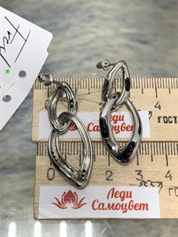 *Серьги Пусеты Черный Фианит арт. CZ-E03074-X-WB-X-X-B-990 вес 8,26 г - фото 262985 *Серьги Пусеты Черный Фианит арт. CZ-E03074-X-WB-X-X-B-990 вес 8,26 г - фото 262985