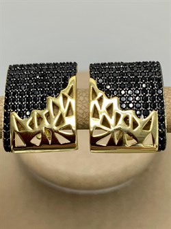 *Серьги Черный Фианит Микро Вставки арт. MP-E02585-X-LB-X-X-B-876 вес 6,4 г - фото 262989