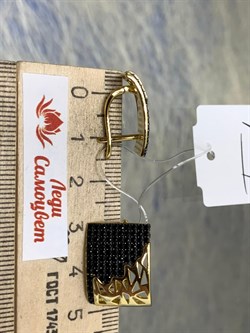 *Серьги Черный Фианит Микро Вставки арт. MP-E02585-X-LB-X-X-B-876 вес 6,4 г - фото 262994
