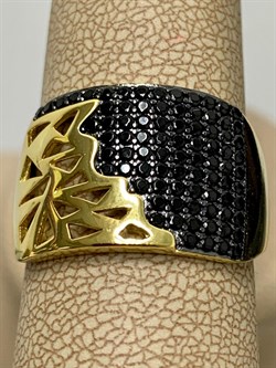 *Кольцо р.19 Черный Фианит Микро Вставки арт. CZ-R02316-X-LB-X-X-B-012 вес 5 г - фото 263006 *Кольцо р.19 Черный Фианит Микро Вставки арт. CZ-R02316-X-LB-X-X-B-012 вес 5 г - фото 263006