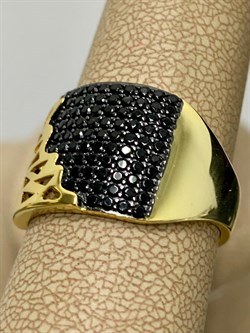 *Кольцо р.18,5 Черный Фианит Микро Вставки арт. CZ-R02316-X-LB-X-X-B-644 вес 5,3 г - фото 263028 *Кольцо р.18,5 Черный Фианит Микро Вставки арт. CZ-R02316-X-LB-X-X-B-644 вес 5,3 г - фото 263028
