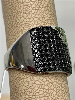 *Кольцо р.18,5 Черный Фианит Микро Вставки арт. CZ-R02316-X-WB-X-X-B-906 вес 5,1 г - фото 263067