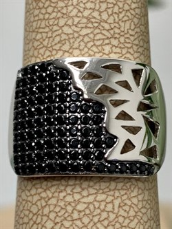 *Кольцо р.18,5 Черный Фианит Микро Вставки арт. CZ-R02316-X-WB-X-X-B-906 вес 5,1 г - фото 263069