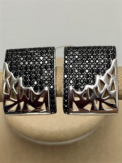 *Серьги Черный Фианит Микро Вставки арт. CZ-E2585-1-X-WB-X-X-B-087 вес 6,4 г - фото 263084 *Серьги Черный Фианит Микро Вставки арт. CZ-E2585-1-X-WB-X-X-B-087 вес 6,4 г - фото 263084