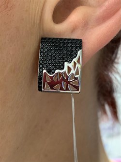 *Серьги Черный Фианит Микро Вставки арт. CZ-E2585-1-X-WB-X-X-B-087 вес 6,4 г - фото 263087 *Серьги Черный Фианит Микро Вставки арт. CZ-E2585-1-X-WB-X-X-B-087 вес 6,4 г - фото 263087