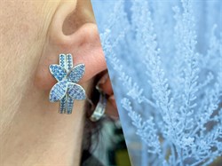 *Серьги Голубой Фианит Микро Вставки арт. CZ-E01227-X-W-X-X-M2-598 вес 6,2 г - фото 263258