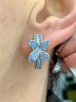*Серьги Голубой Фианит Микро Вставки арт. CZ-E01227-X-W-X-X-M2-598 вес 6,2 г - фото 263261