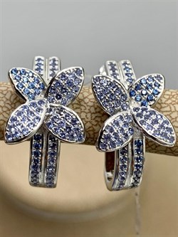 *Серьги Голубой Фианит Микро Вставки арт. CZ-E01227-X-W-X-X-M2-598 вес 6,2 г - фото 263264