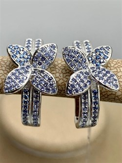 *Серьги Голубой Фианит Микро Вставки арт. CZ-E01227-X-W-X-X-M2-598 вес 6,2 г - фото 263265