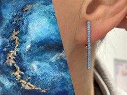 *Серьги Голубой Фианит Микро Вставки арт. CZ-E01005-X-W-X-X-BT-509 вес 2,5 г - фото 263279