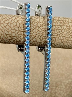 *Серьги Голубой Фианит Микро Вставки арт. CZ-E01005-X-W-X-X-BT-509 вес 2,5 г - фото 263280