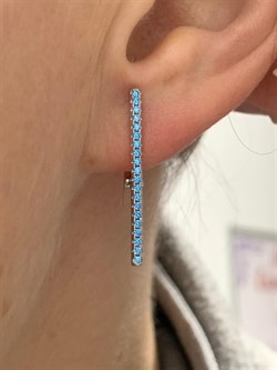 *Серьги Голубой Фианит Микро Вставки арт. CZ-E01005-X-W-X-X-BT-509 вес 2,5 г - фото 263281