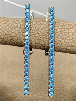 *Серьги Голубой Фианит Микро Вставки арт. CZ-E01005-X-W-X-X-BT-509 вес 2,5 г - фото 263284