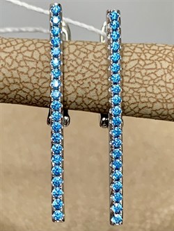 *Серьги Голубой Фианит Микро Вставки арт. CZ-E01005-X-W-X-X-BT-509 вес 2,5 г - фото 263285