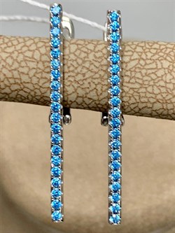 *Серьги Голубой Фианит Микро Вставки арт. CZ-E01005-X-W-X-X-BT-509 вес 2,5 г - фото 263286