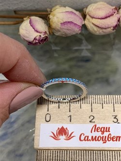 *Кольцо р.17 Голубой Фианит Микро Вставки арт. SL-R01312-X-W-X-X-BT-773 вес 1,25 г - фото 263303