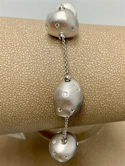 *Браслет р.16-20 Белый Жемчуг Фианит Облачка арт. RB-B342-2-X-W-PN-X-W-175 вес 9,57 г - фото 263465 *Браслет р.16-20 Белый Жемчуг Фианит Облачка арт. RB-B342-2-X-W-PN-X-W-175 вес 9,57 г - фото 263465