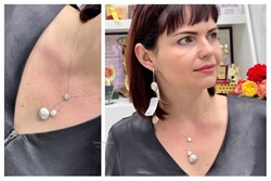 *Колье р.45-50 д.16-20 Белый Жемчуг Фианит Облачка арт. RB-N359-1-X-W-PN-X-W-345 вес 5,93 г - фото 263474