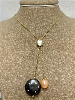 *Колье р.45-50 Розовый Жемчуг Фианит Облачка арт. RB-N359-4-X-BL-PN-X-W-936 вес 6,4 г - фото 263497 *Колье р.45-50 Розовый Жемчуг Фианит Облачка арт. RB-N359-4-X-BL-PN-X-W-936 вес 6,4 г - фото 263497