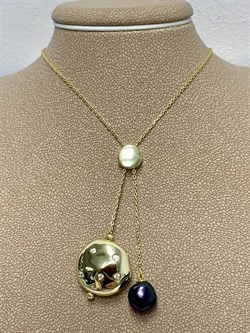 *Колье р.45-50 Черный Жемчуг Фианит Облачка арт. RB-N359-2-X-L-PN-X-W-172 вес 6 г - фото 263577 *Колье р.45-50 Черный Жемчуг Фианит Облачка арт. RB-N359-2-X-L-PN-X-W-172 вес 6 г - фото 263577