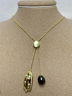 *Колье р.45-50 Черный Жемчуг Фианит Облачка арт. RB-N361-2-X-L-PN-X-W-204 вес 5,4 г - фото 263654 *Колье р.45-50 Черный Жемчуг Фианит Облачка арт. RB-N361-2-X-L-PN-X-W-204 вес 5,4 г - фото 263654