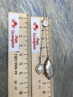 *Колье р.45-50 Белый Жемчуг Фианит Облачка арт. RB-N361-1-X-W-PN-X-W-422 вес 5,38 г - фото 263663