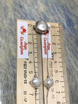 *Колье р.45 Белый Жемчуг Фианит Облачка арт. RB-N337-1-X-W-PN-X-W-395 вес 5,42 г - фото 263765